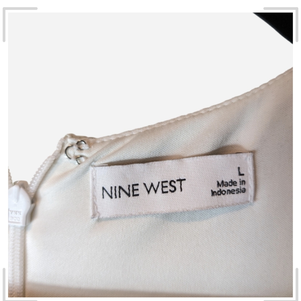 Nine West Cream Dress with Green Leaf Pattern - Picture 5 of 14